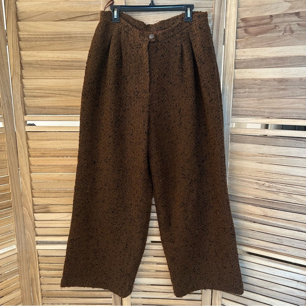 CHANEL Vintage Tweed Wool Silk Lined Pants in brown size 44